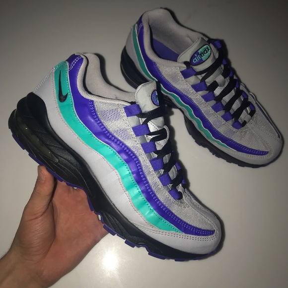 Womens Nike Air Max 95 Grey Purple Blue - Picture 1 of 8